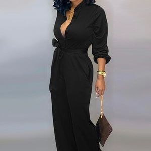 Black Button Up Jumpsuit